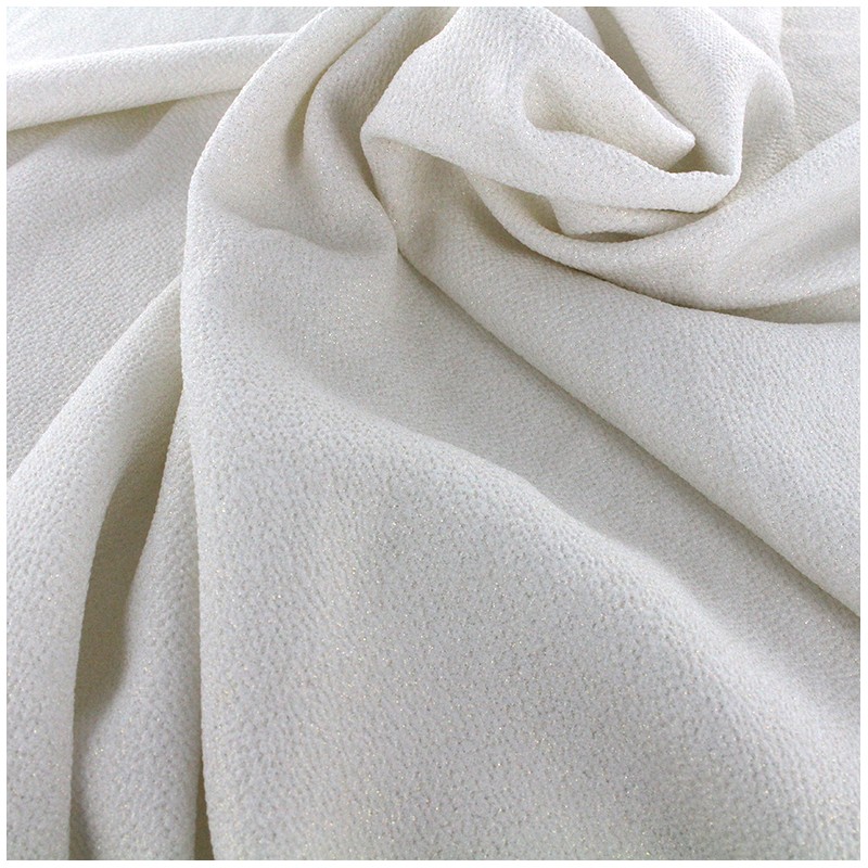 Iridescent embossed crepe fabric white/gold x 10cm Ma Petite Mercerie