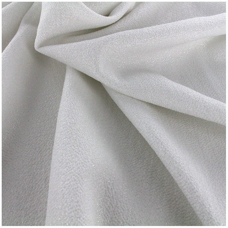 Iridescent embossed crepe fabric white/silver x 10cm Ma Petite Mercerie
