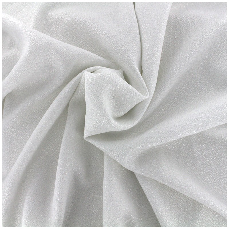 Iridescent embossed crepe fabric white/silver x 10cm Ma Petite Mercerie