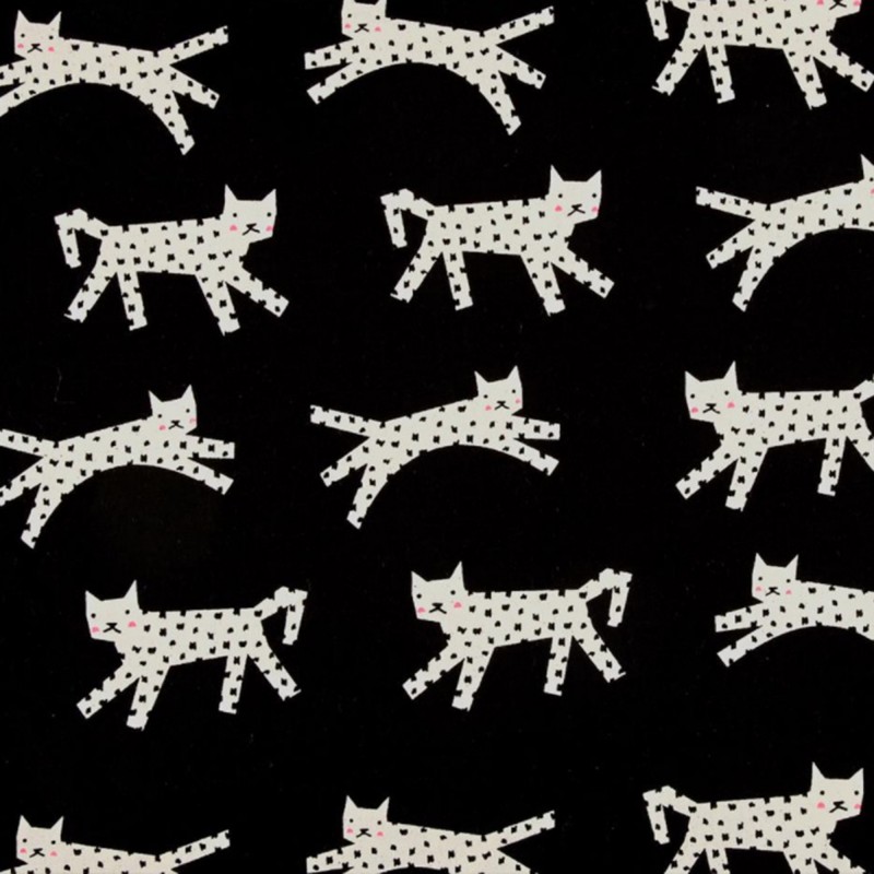 Cotton fabric Cotton Steel Black and White Cats
