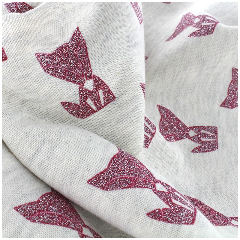 Poppy jersey fabric Fox glitter ecru x 10cm Ma Petite Mercerie