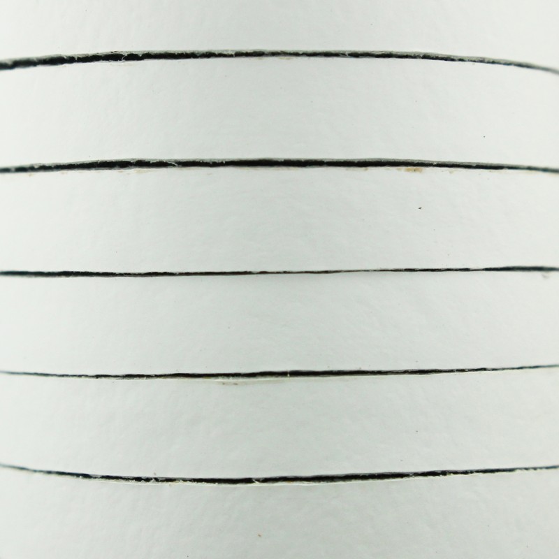 5 mm White Flat Leather Strip