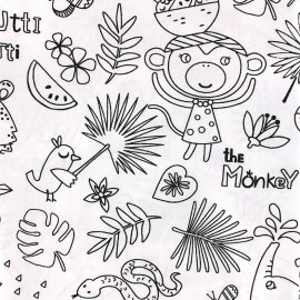 Tissu coton Oeko-tex a colorier Tropik - noir/blanc x 10cm