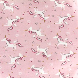 Poppy jersey fabric Licorne - powder pink x 10cm