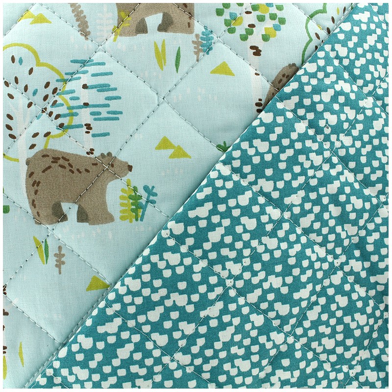 Quilted cotton fabric Connor/Shelley sky/green x 10cm Ma Petite