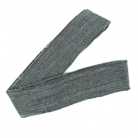 Bande fil lurex bord-côte gris - lurex argent (1m)