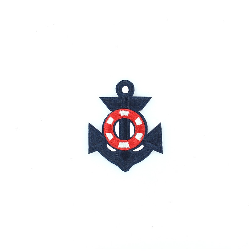 Bleu Marine iron on patch blue anchor