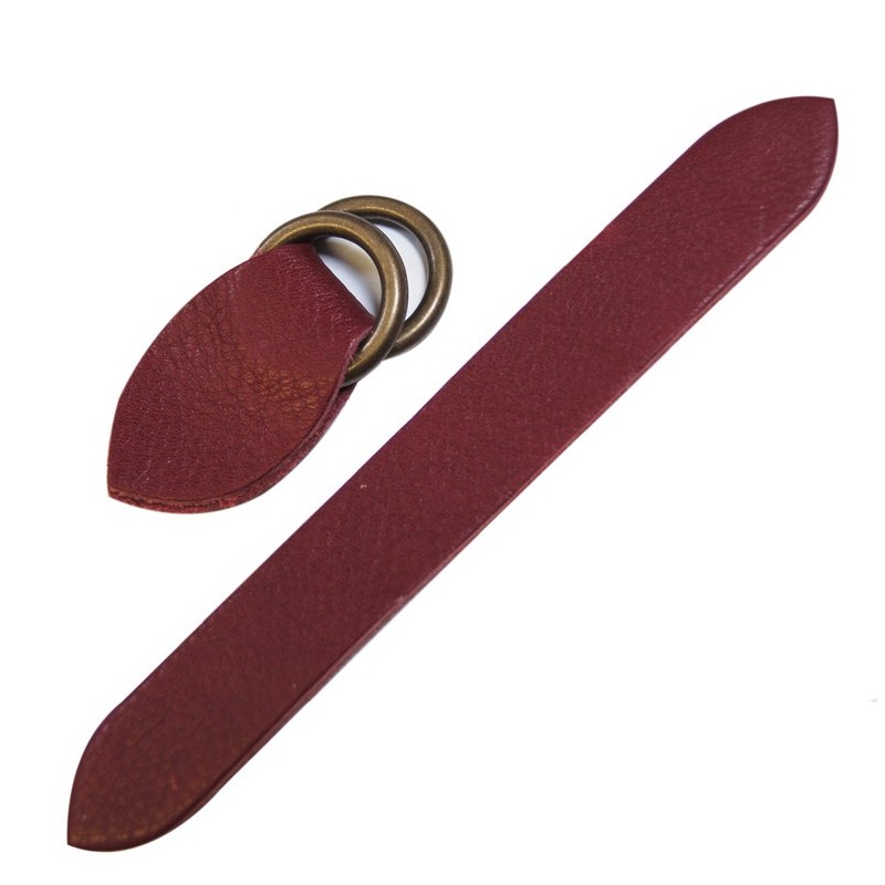 Leather strap with double D rings Bordo burgundy Ma Petite Mercerie
