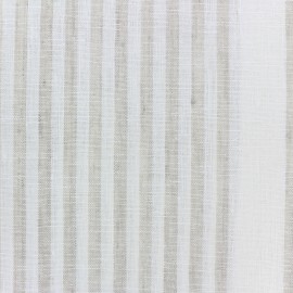 Linen Stripes cloth fabric - white/beige x 10cm