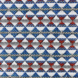 ♥ Coupon 100 cm X 140 cm ♥ Woven jacquard woven dyed Teka - red/blue