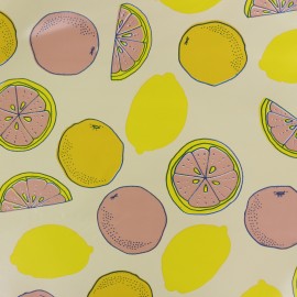 ♥ Coupon 35 cm X 140 cm ♥ Tissu toile cirée Citrus - jaune
