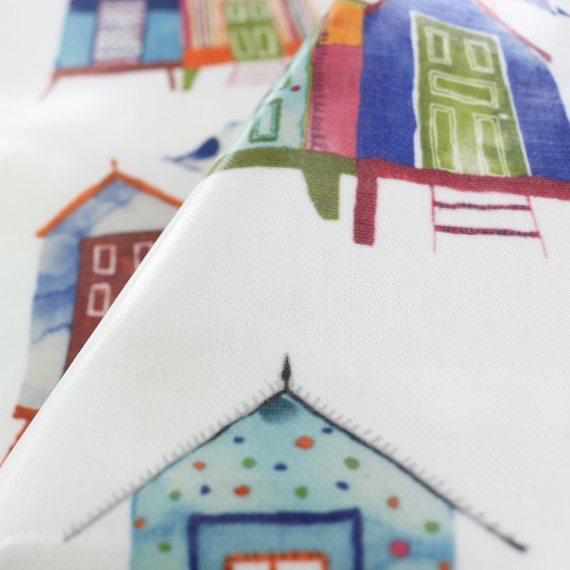 Coated Cotton Fabric Beach Hut ecru x 64 cm